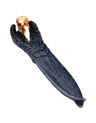 10" Raven Skull incense holder
