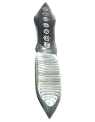 10" Selenite Chakra athame