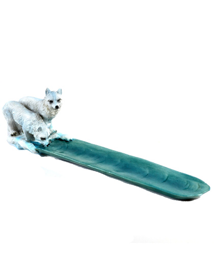 10" Wolf Drinking incense holder