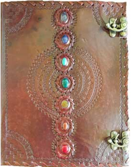 10" x 13" Chakra leather blank book w/ latch