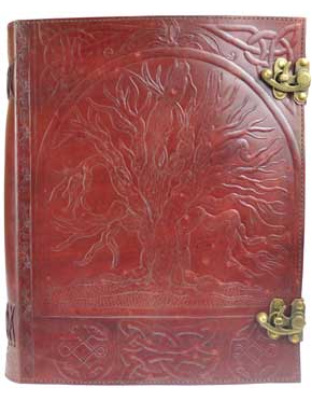 10" x 13" Tree leather blank book w/ latch