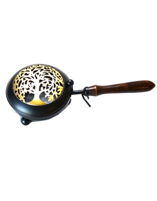 11" Tree of Life metal incense burner