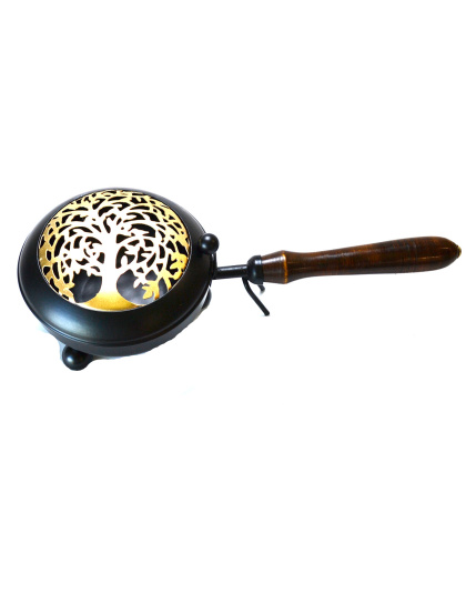 11" Tree of Life metal incense burner