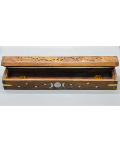 12" Flip Top Triple Moon incense holder
