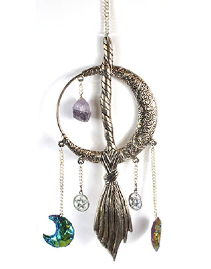 12"x 3 1/2" Moon & Broom wall hanging