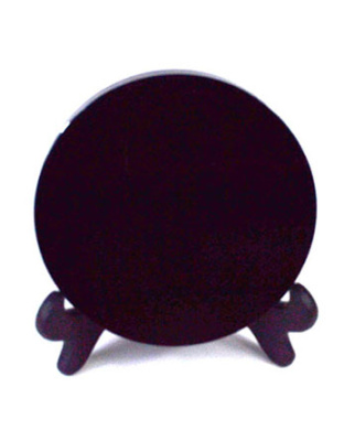 12cm Black Obsidian scrying mirror W/ stand