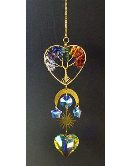 13 1/2"  7 Chakra Heart sun catcher
