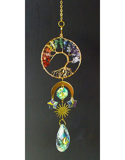 15"  7 Chakra Tree of Life sun catcher