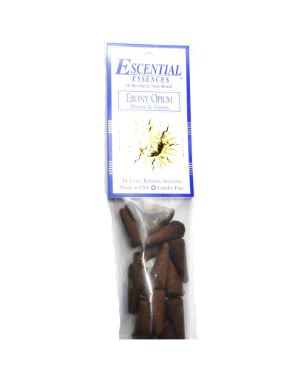 16/pk Ebony Opium escential essences incense cones