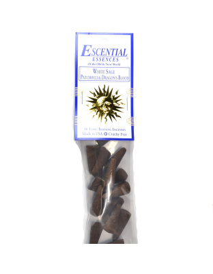 16/pk White Sage, Patchouli,Dragon's Blood escential essences incense cones