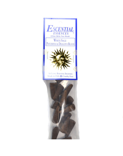 16/pk White Sage, Patchouli,Dragon's Blood escential essences incense cones