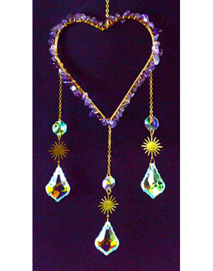 17" Amethyst Heart sun catcher