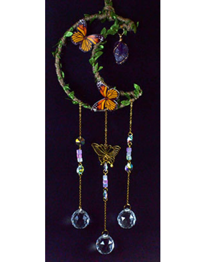 21" Amethyst Moon W Butterfly sun catcher