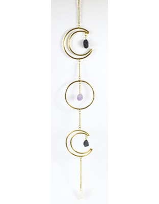 22"x 3" Triple Moon Wreath with Stones wall hanging