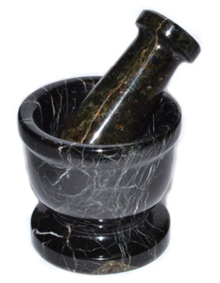 2 1/2" Black Zebra mortar and pestle set