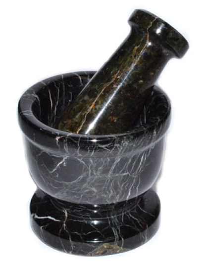 2 1/2" Black Zebra mortar and pestle set