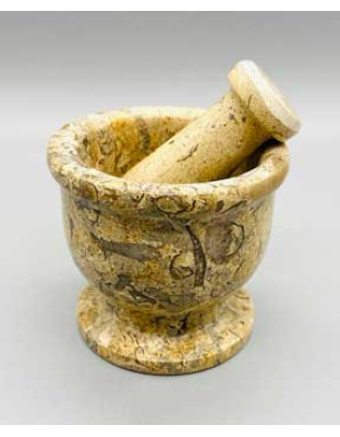 2 1/2" Fossil Coral mortar and pestle set