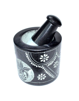 2 3/4" x 3" Flower soapstone mortar & pestle set