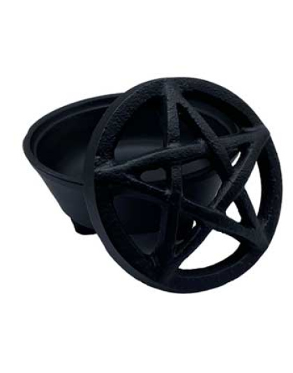 3 1/4" Pentagram cast iron cauldron/smudge pot