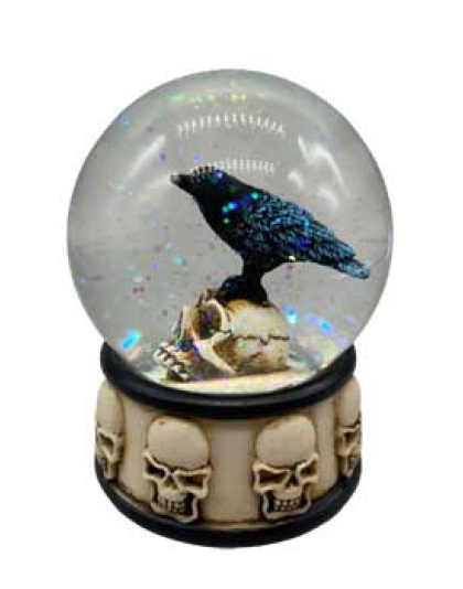 3 1/4" Raven on Skull water globe
