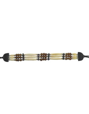 3 Line Brown Beaded Bone Choker