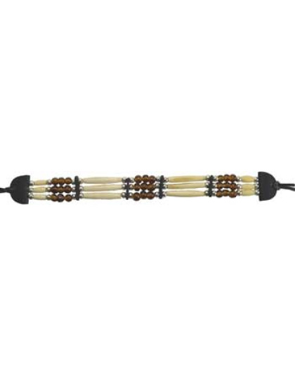 3 Line Brown Beaded Bone Choker