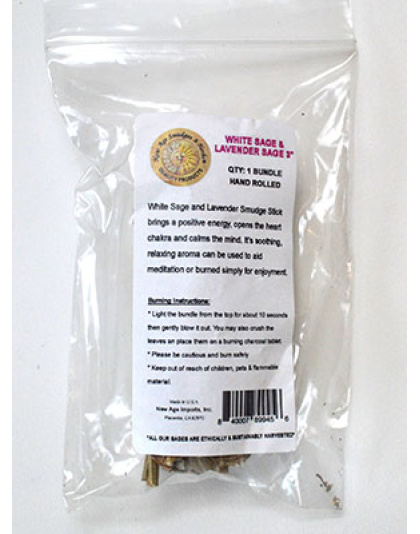 3" White Sage & Lavender smudge stick
