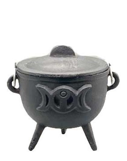 4.5" Triple Moon cast iron cauldron w/ lid