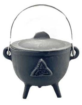 4.5" Triquetra cast iron cauldron w/ lid