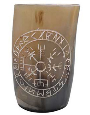 4" Rune buffalo horn mug