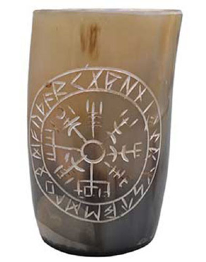 4" Rune buffalo horn mug