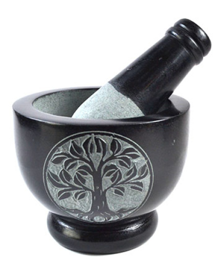 4" Tree of Life Soapstone mortar & pestle set