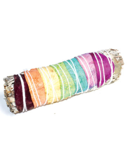 4" White Sage 7 Chakra colors stick