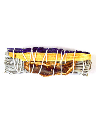 4" White Sage, Lavender, Palo Santo & Lemon Slice Florida water smudge stick