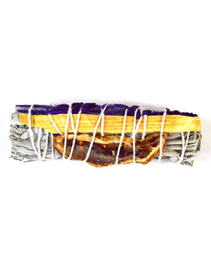4" White Sage, Lavender, Palo Santo & Lemon Slice Florida water smudge stick