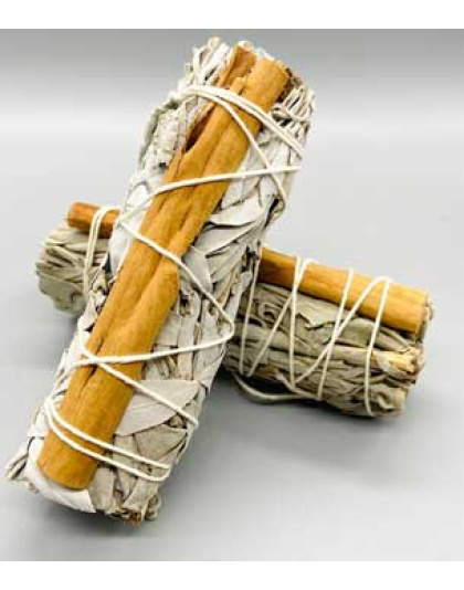 4" White Sage & Cinnamon smudge stick