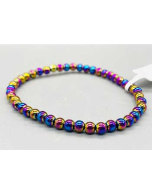 4mm Hematite, Rainbow bracelet