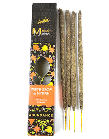 4pk White Sage & Myrrh (Abundance) manifest stick
