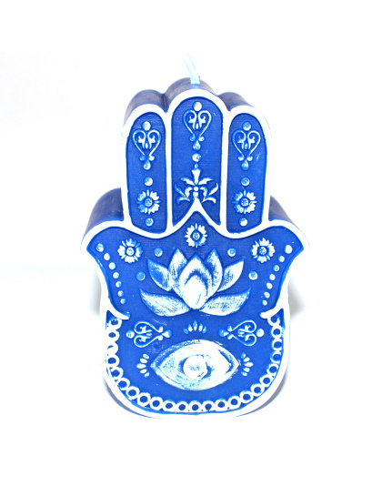 5 1/2" Blue Hand of Fatima candle