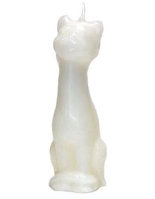 5 1/2" White Cat candle