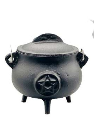 5.5" Pentagram cast iron cauldron w/ lid