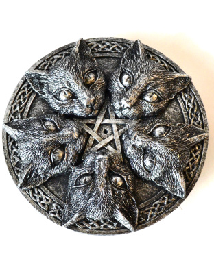 5" Cats Pentagram incense holder