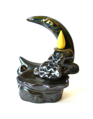 5" Crescent Moon backflow incense burner