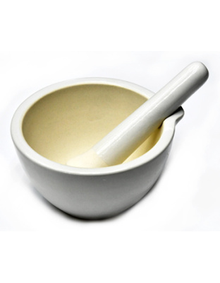 5" Mortar/Pestle white ceramic