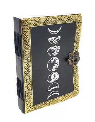 5" x 7" Moon Phase Silver/ Black Embossed leather w/ latch