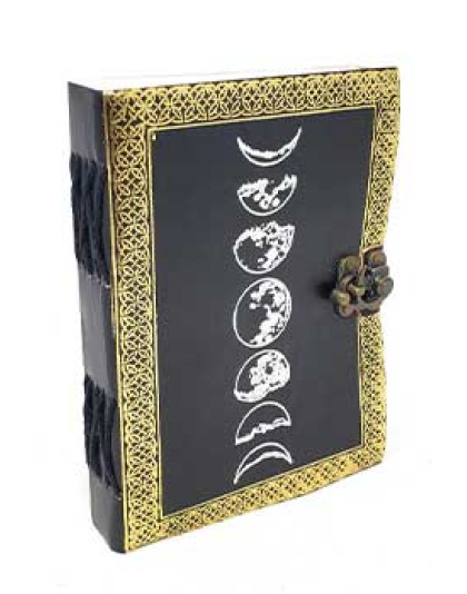 5" x 7" Moon Phase Silver/ Black Embossed leather w/ latch