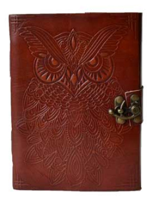 5" x 7" Owl leather blank book w/ latch