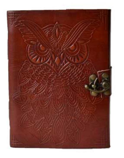 5" x 7" Owl leather blank book w/ latch