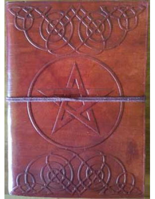 5" x 7" Pentagram leather blank book w/cord
