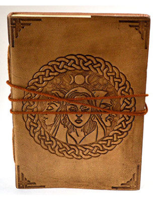 5" x 7" Triple Goddess leather blank book w/cord
